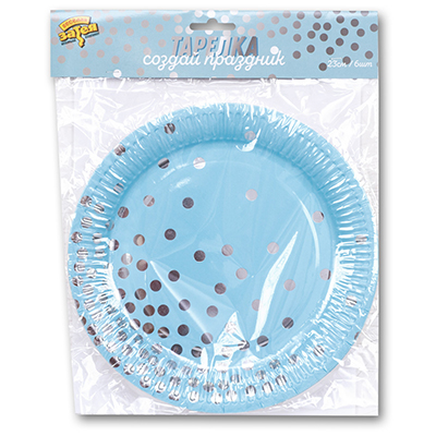 Тарелка бум Горошек серебрян 23см 6шт/G