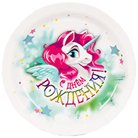 Тарелка бум С ДР Единорог 17см 6шт/G