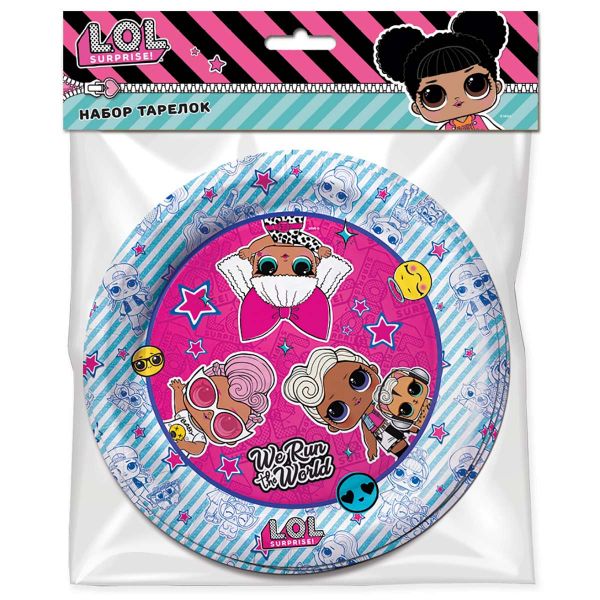 Набор тарелок куклы ЛОЛ паттерн 18см 6шт
