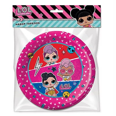 Набор тарелок куклы ЛОЛ диско 18см 6шт