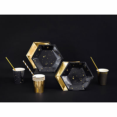 Тарелка Black&Gold Искры 20см 6шт/PD