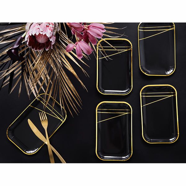 Тарелка Black&Gold Линии 13,5х22см6шт/PD