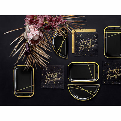 Тарелка Black&Gold Линии 13,5х22см6шт/PD