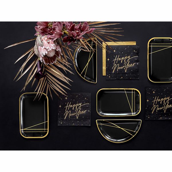 Тарелка Black&Gold Линии 13,5х22см6шт/PD