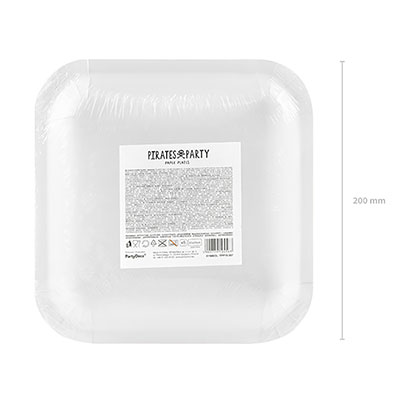 Тарелка Пират PARTY квадрат 20см 6шт/PD