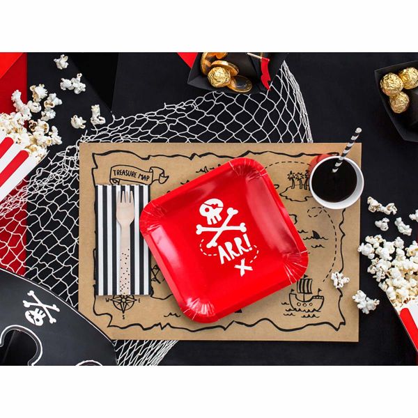 Тарелка Пират PARTY квадрат 20см 6шт/PD