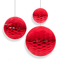 Шар бумажный красный 10-15-20см 3шт