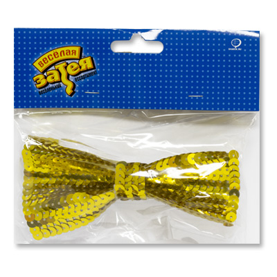 Галстук-бабочка с пайетками золото/G