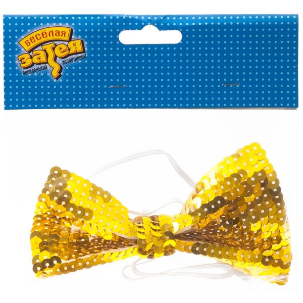 Галстук-бабочка с пайетками золото/G