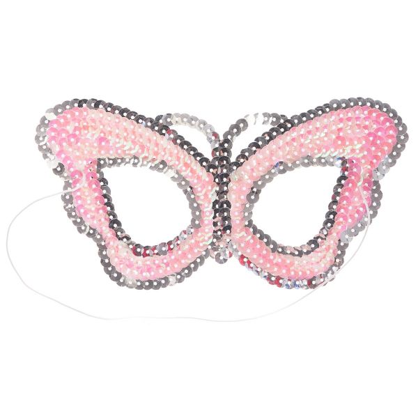Полумаска с пайетками Бабочка розовая/G