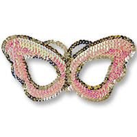 Полумаска с пайетками Бабочка розовая/G