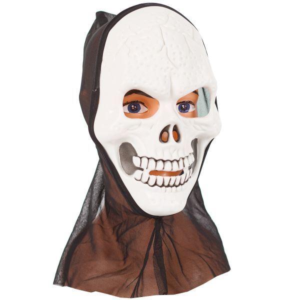 Маска HWN Череп белый с капюшоном/G