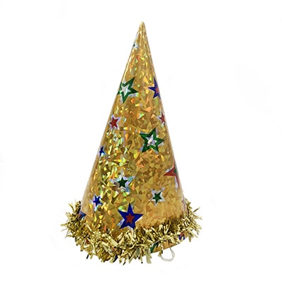 Колпак большой гологр с мишурой/G