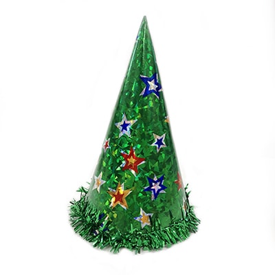 Колпак большой гологр с мишурой/G