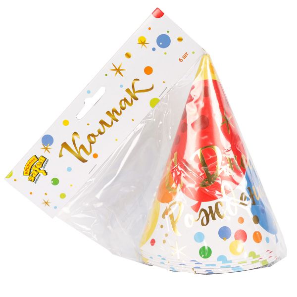 Колпак С ДР Шары Конфетти 6шт/G
