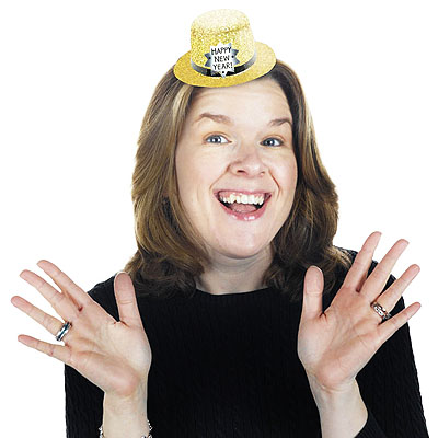 Шляпа пласт Мини HNY золот блеск 12см/А