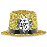 Шляпа пласт Мини HNY золот блеск 12см/А