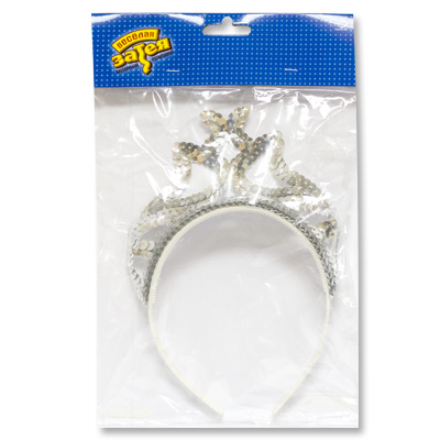 Тиара с пайетками серебро/G