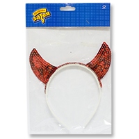 Ободок-рожки с пайетками красный/G