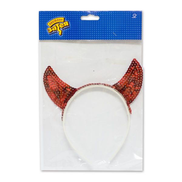 Ободок-рожки с пайетками красный/G