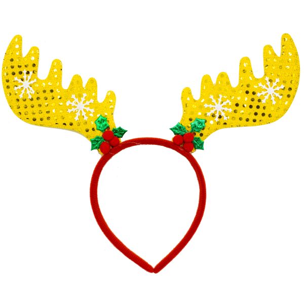 Ободок Рога Оленя с пайетками золот/G