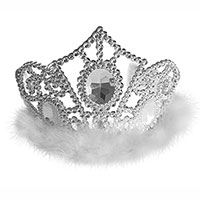 Тиара Царица перья белые/G