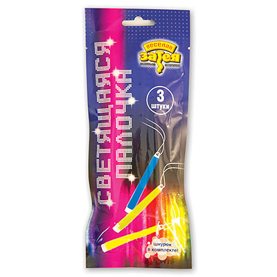 Светящ Палочка 15см со шнурком ассорт3шт