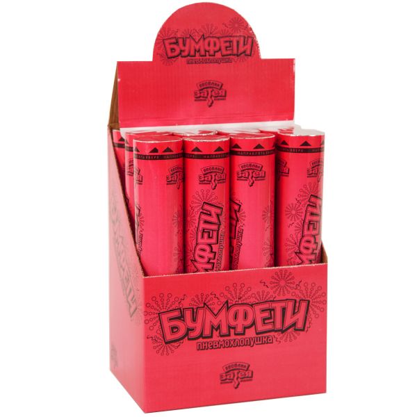 Хлопушка Бумфети 30см конф бум красное