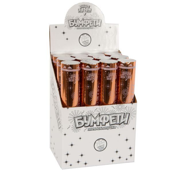 Хлопушка Бумфети 30см конф розов золото