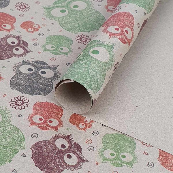 Бумага упак Крафт Совы ажурные 67х99см