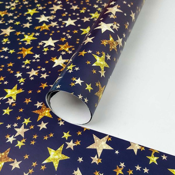 Бумага упак Звездопад золотой 67х99см