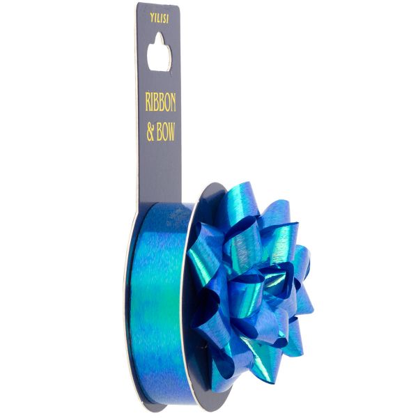 Бант Звезда 7см+Лента 4м металлик синийG