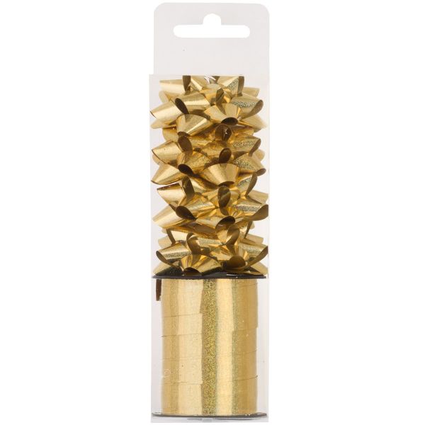 Бант 6см 4шт +Лента 10м гологр золото/G