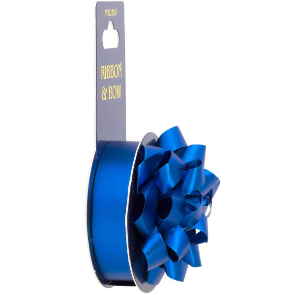 Бант Звезда 7см +Лента 4м сатин синий/G