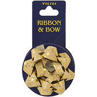 Бант 7см +Лента 4м глиттер звезды золотG