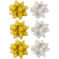 Бант Звезда6см органза золот/серебр 6штG