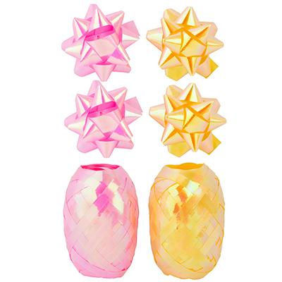 Бант 4см +Лента10м перл роз/желт 6шт/G