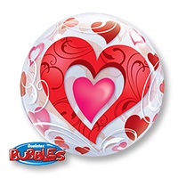 П BUBBLE 22" Сердца красные и Завитки