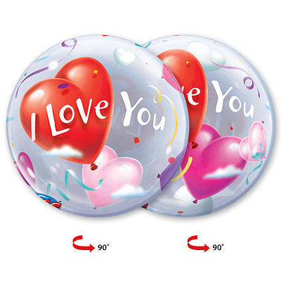 П BUBBLE 22" ILY Шары-Сердца Уп