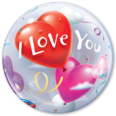 П BUBBLE 22" ILY Шары-Сердца Уп