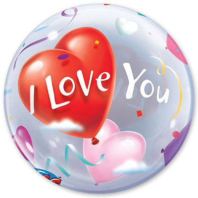 П BUBBLE 22" ILY Шары-Сердца Уп