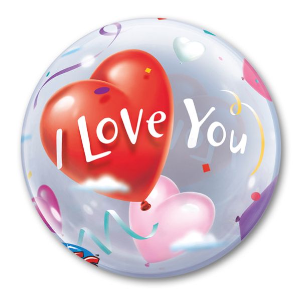 П BUBBLE 22" ILY Шары-Сердца Уп