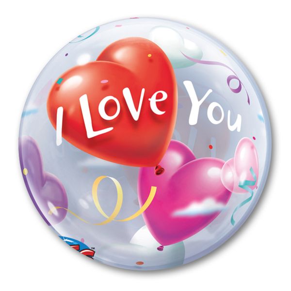 П BUBBLE 22" ILY Шары-Сердца Уп