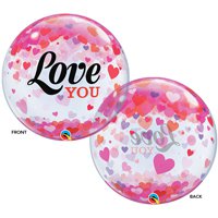 П BUBBLE 22" LOVE YOU Конфетти сердец