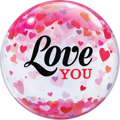 П BUBBLE 22" LOVE YOU Конфетти сердец