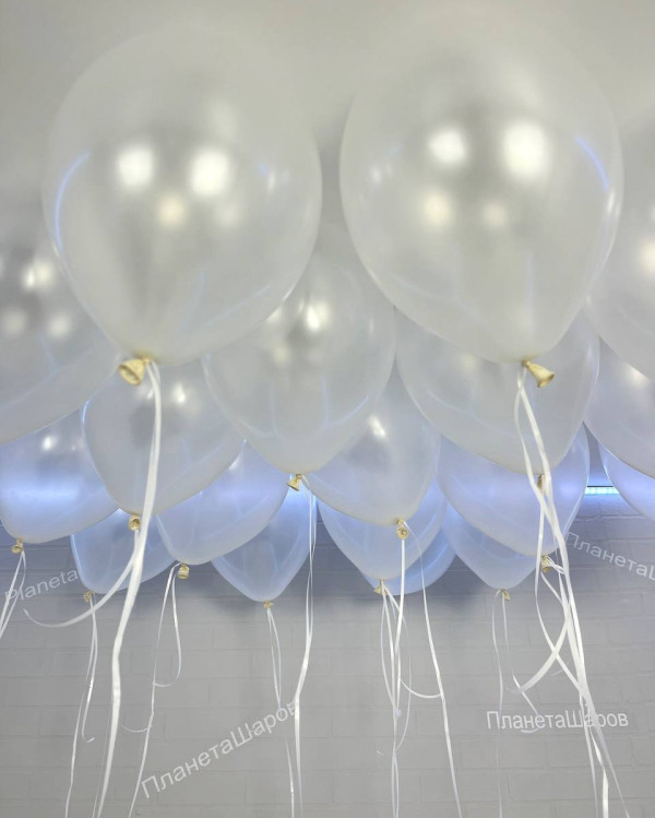 Белые воздушные шары металлик