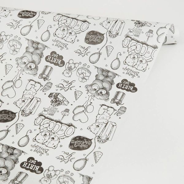 Бумага Крафт белая Мишки 0,7х10м