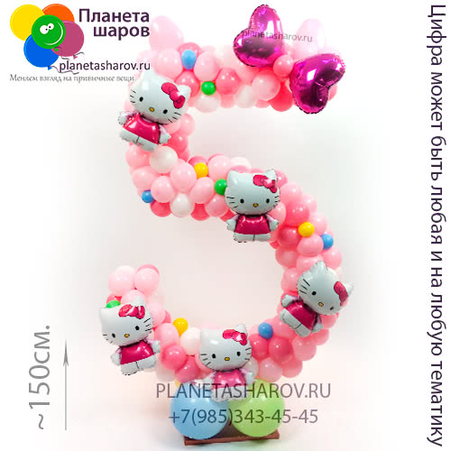 Цифра из шаров в стиле Hello Kitty Цифра из шаров в стиле Hello Kitty