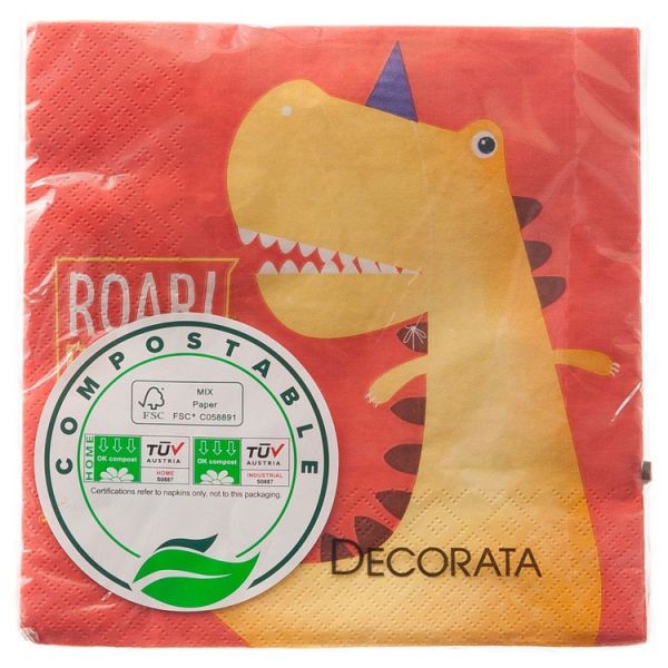 Салфетка ЭКО Дино Пати 33см 20шт/P