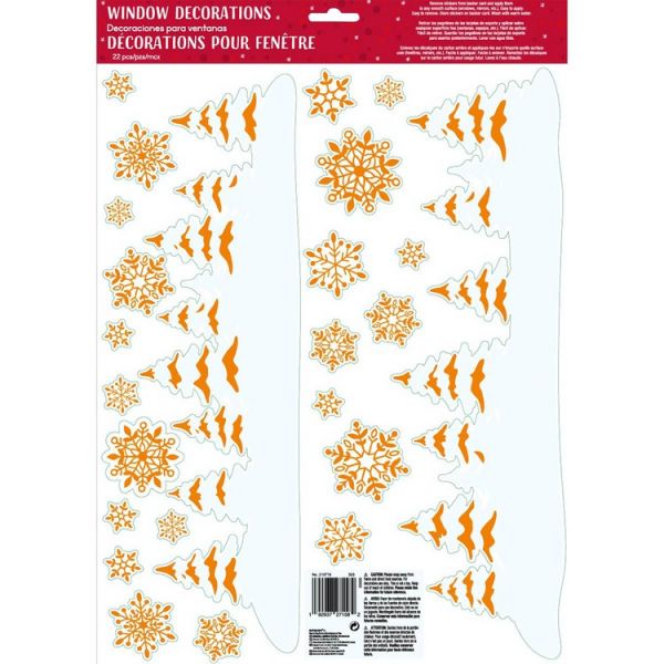 Наклейка н/окно Снежинки и елочки 22шт/А